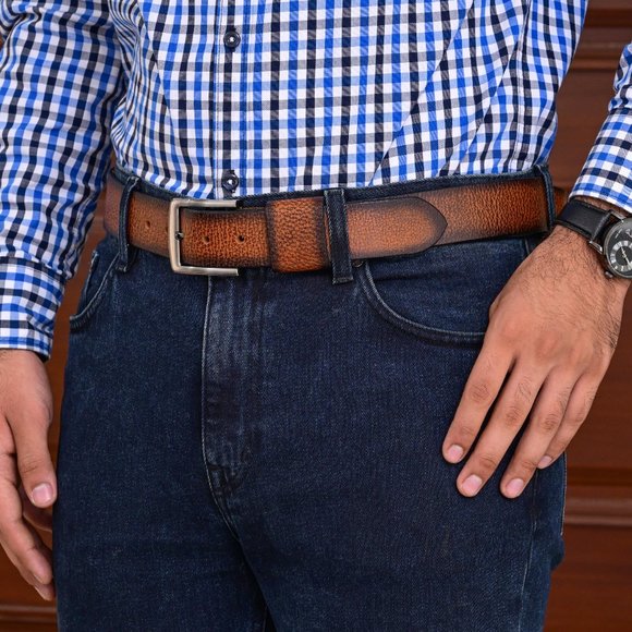 Belt For Men Vintage Cheetah Natural Milled Full Grain Leather :Get Personalized - Picture 9 of 15